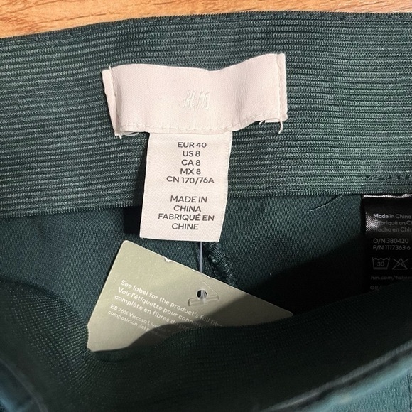 H&m Green Viscose Blend Leggings With Elasticized Waistband Size 8 NWT - Picture 5 of 7